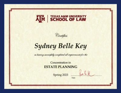 Sydney Estate Planning - Texas AM School of Law (400 x 309 px) Sydney Key Estate Planning concentration Texas A&M University School of Law